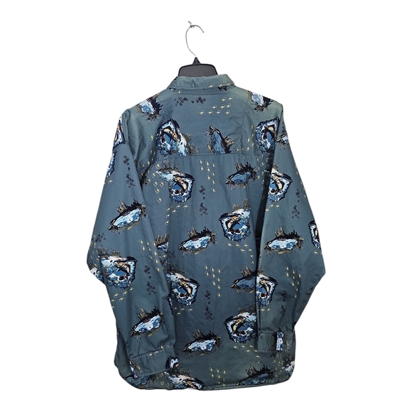 Men’s Michael Austin Rugged Wear Bass Fishing Shirt XL Teal Green Blue - Picture 7 of 13